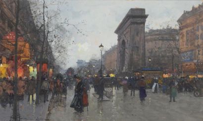 null Eugène GALIEN-LALOUE (1854-1941)
La Porte Saint-Martin à la tombée du jour
Aquarelle...
