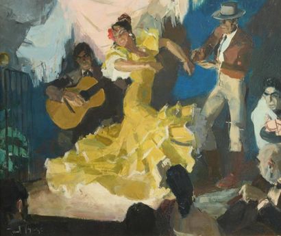 null Paul Robert BAZÉ (1901-1985)
La danseuse de flamenco
Huile sur panneau.
Signée...