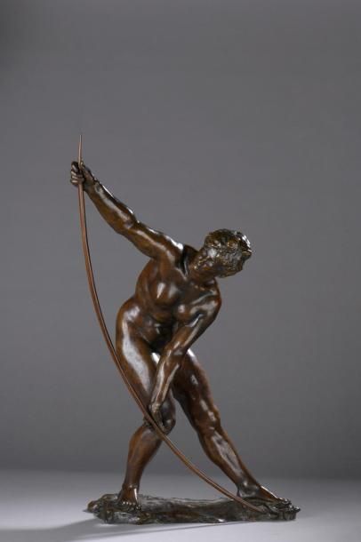 null Jules DESBOIS (1851-1935)
L’arc ou Dryade au saule
Bronze à patine brun clair.
Signé...