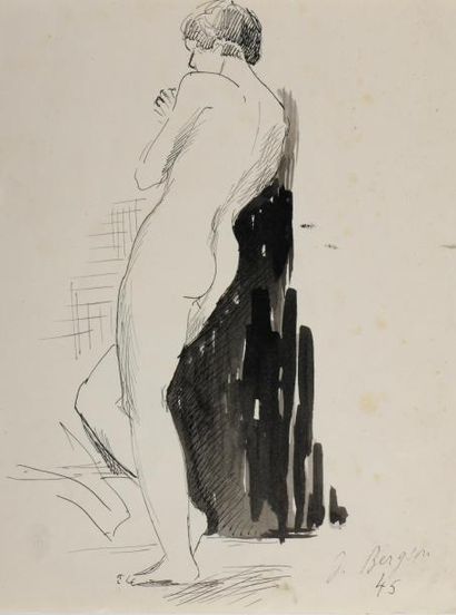 null Bergson, Jeanne. 3 dessins à l'encre de Jeanne Bergson (signés et datés 1937,...