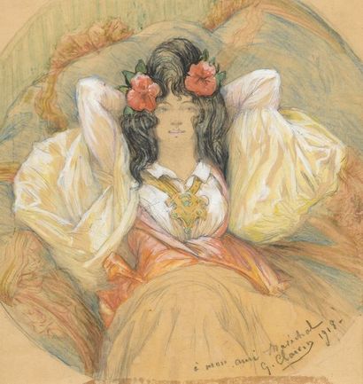 null Georges CLAIRIN (1843-1919)


La courtisane


Aquarelle et gouache.


Signée,...