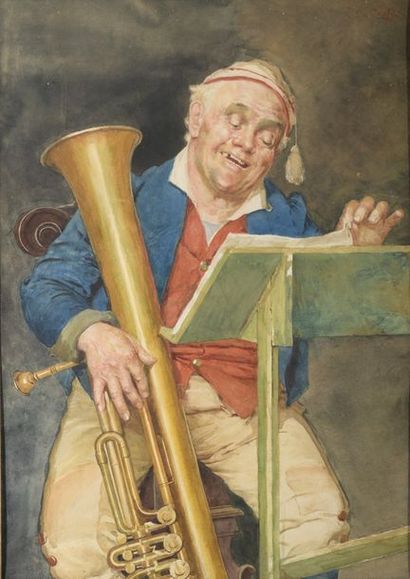 null JOHN DA COSTA (XIXe siècle)


Joueur de trombone à coulisse


Aquarelle.


Signée...