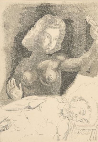 null Lot de 2 estampes :


Alfred COURMES (1898-1993)


Judith regardant Holopherne...