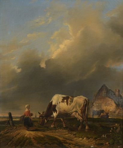 null Entourage d’Eugène VERBOECKHOVEN (1798-1889)


La petite fermière et le troupeau


Huile...