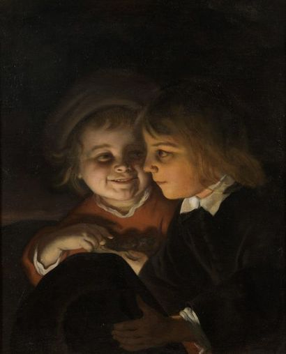 null École FRANCAISE du XIXe siècle
Les deux enfants
Huile sur toile.
61 x 50 cm