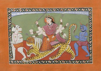 null Deux illustrations de Civa, et une de Durga. Cachemire, fin du XIXe siècle


Gouache...