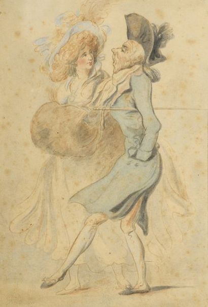 null Attribué à Thomas ROWLANDSON (1746-1827)


Un couple de promeneurs


Plume et...