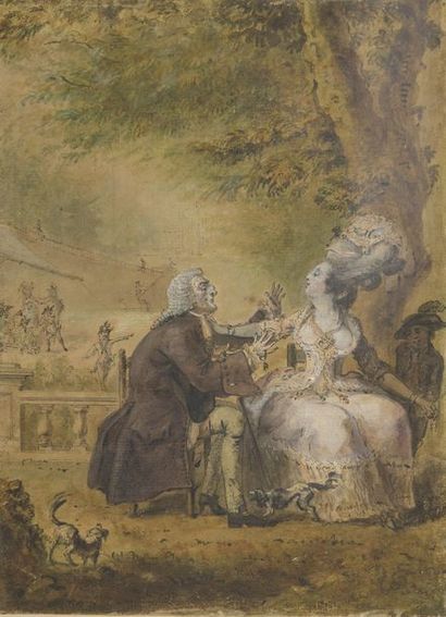 null Attribué à Claude Louis DESRAIS (1746-1816)


Scène galante, le prétendant poursuivi...
