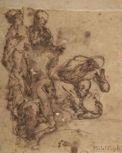 null Attribué à Rafaello da MONTELUPO (1505-1566)


Groupe de figures


Plume et...