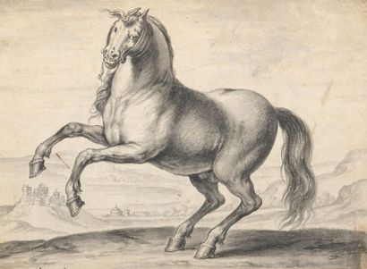 null École HOLLANDAISE du XVIIe siècle


Un cheval cabré devant un village


Plume...