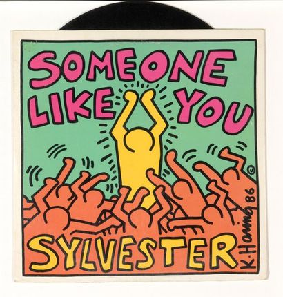 null KEITH HARING (1958-1990)
Someone like you
Sérigraphie sur pochette de disque...