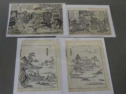 null Lot de 19 estampes et dessins tirés d’albums, représentant divers personnages...