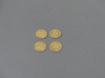 4 pièces en or 20 françs, tête nue
1855-1857-1859-1860
25,68...