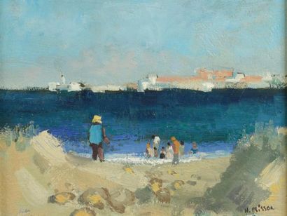 Henri PLISSON (1908-2002)
Sur la plage.
Huile...