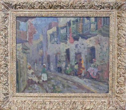 null Frank A. BROWN (1876-1962)
Rue Arcelin à Biskra
Huile sur toile signée en bas...