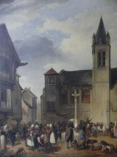 Ecole Française du XIXè siècle
Scène de marché
Huile...