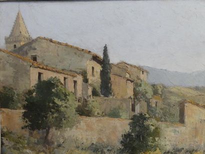 null +LOT 115+Alfred BOUCHER (1850-1934)
Village de Provence
Huile sur isorel signée...