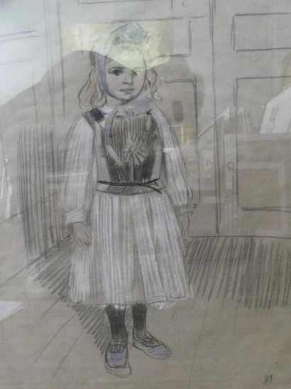 null René HERMANN-PAUL (1864-1940)
Petite fille en costume traditionnel
Crayons de...