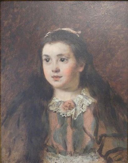 null F DE LAUNAY (XIXème siècle)
Portrait de jeune fille
Huile sur panneau, signé...