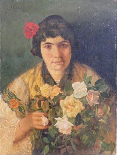 null Daniel CORTES PEREZ (1873-1919)
Femme espagnole
Huile sur toile, signée
61 x...