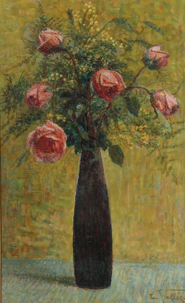 null Ludovic VALLEE (1864-1939)
Bouquet de roses et mimosas
Huile sur toile.
Signée...
