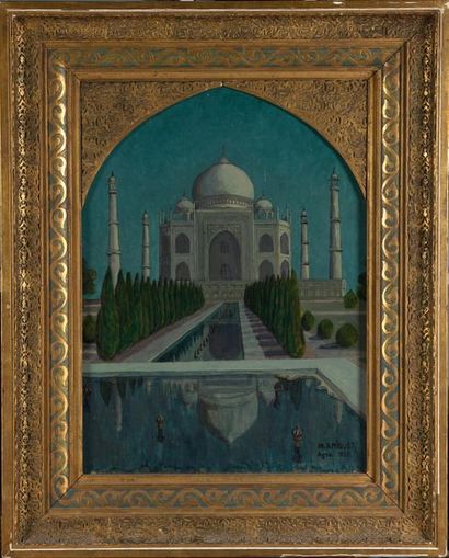 null Marcel AMIGUET (1891-1958), École suisse 	
Le Taj Mahal à Agra
Huile sur panneau,...