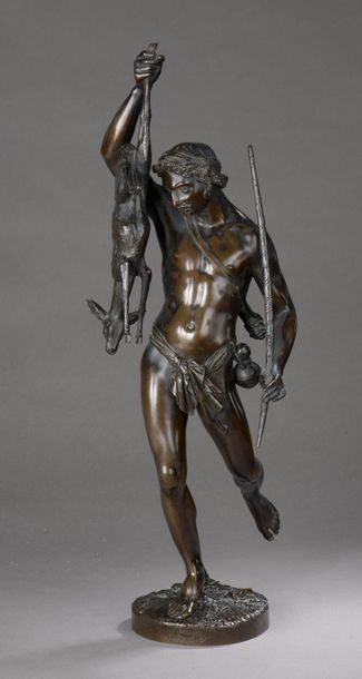 null D'après James PRADIER (1790-1852)
Chasseur mauresque
Bronze à patine brune,...