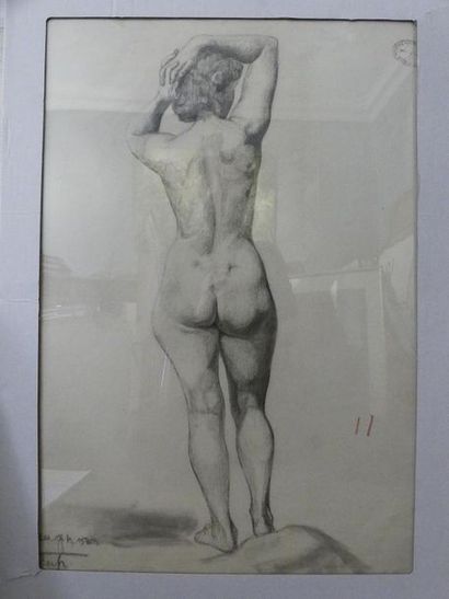 null Lucienne GUEUGNON (Xxè)
Etude de femmes nues
Deux fusains signés.
63 x 48 cm...