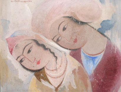 null Sarkis KATCHADOURIAN (1886-1947)
Deux femmes perses
Aquarelle.
Signée en haut...