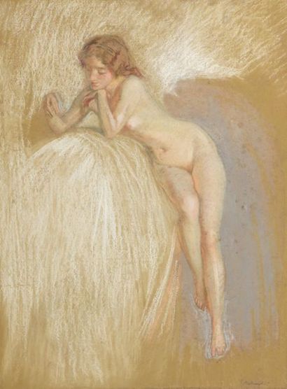 null Francis BELLANGER (1885-?)
Femme nue
Crayon, fusain et pastel sur carton. 
Signé...