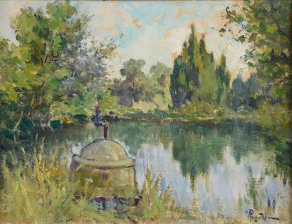 null Alexandre RIGOTARD (1871-1944)
Paysage à l'étang
Huile sur panneau, signée en...