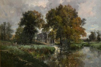 null Alexandre René VÉRON (1826-1897)
Paysage au moulin
Huile sur toile.
Signée en...