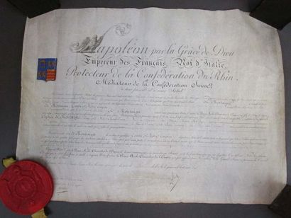 null Décrêt de nomination d'Auguste Louis Gabriel de Montaigu au titre de comte d'Empire....