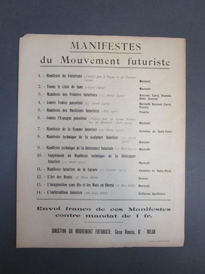 null Apollinaire, Guillaume. - L'antitradition futuriste. Manifeste-Synthèse.Paris,...