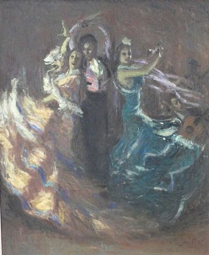 null Pio SANTINI (1908-1986)
Les danseuses de Flamenco
Huile sur toile
Signée
(Petits...