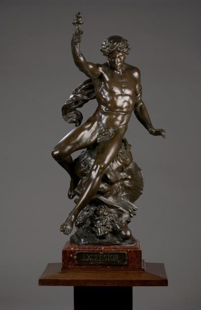 null Emile PICAULT (1833 – 1915)
Excelsior
Bronze à patine brune
Signé « E.Picault...