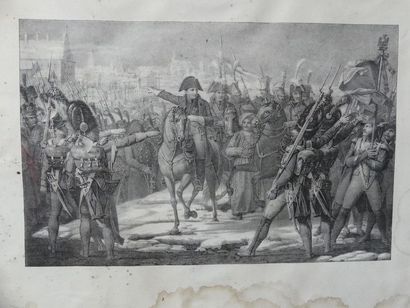 null Ensemble de quatre lithographies en noir et blanc sur papier figurant L’Empereur...