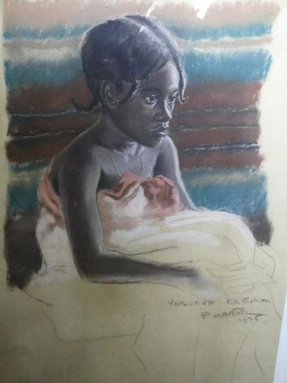 null P. MARTEL
Jeune africaine
Pastel sur papier, signé et daté 1936
61,5 x 44 c...