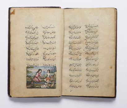 null KHAMSE DE NIZAMI - MANUSCRIT POÉTIQUE, ART QAJAR, 19e SIÈCLE 
Manuscrit persan...