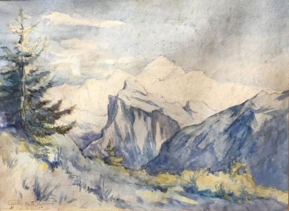 null Léon GEILLE DE SAINT-LÉGER (1864-1937)
Montagnes de Haute-Savoie
Aquarelle signée...
