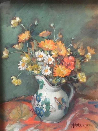 null Marie-Antoinette QUEROY (1881-1977)
Nature morte aux fleurs
Huile sur panneau....
