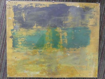 null Antal BIRO (1907-1990)
Composition sur fond jaune
Huile sur papier, sous verre,...