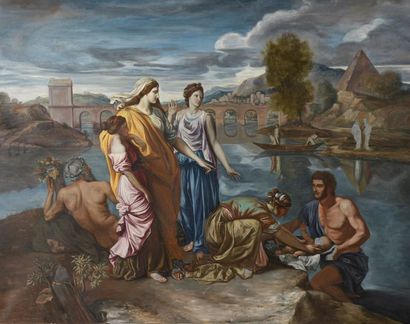 null D'après Nicolas POUSSIN (1594-1665)
Moïse sauvé des eaux
Huile sur toile.
114...