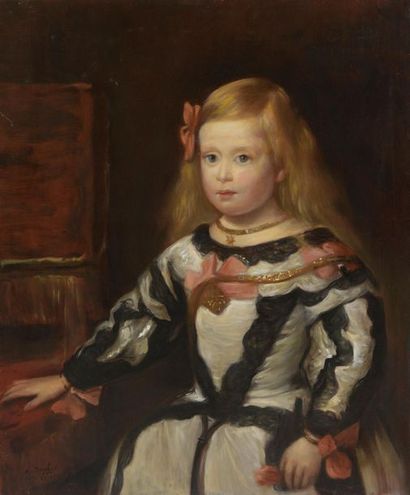 null D'après Diego VELASQUEZ (1599-1660)
Portrait de l'infante Marguerite.
Huile...