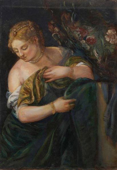 null D'après Paolo CALIARI, dit VERONESE (1528 – 1588)
Lucrèce
Huile sur toile.
65...