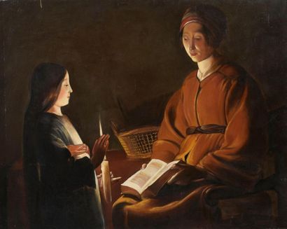null D'après Georges DE LA TOUR (1593-1652)
L'éducation de la Vierge 
Huile sur toile.
92...