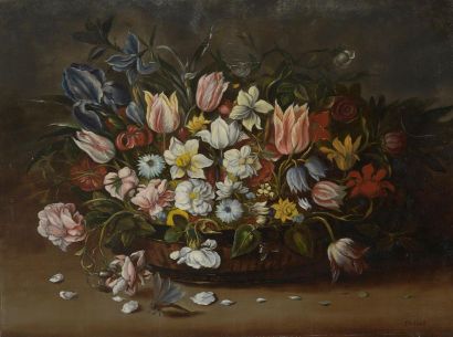 null D'après Osias I BEERT (c.1580-1623/24)
Corbeille de fleurs
Huile sur toile.
46...