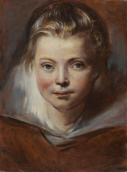 null D'après Peter Paul RUBENS (1577-1640)
Portrait d'enfant 
Huile sur panneau....