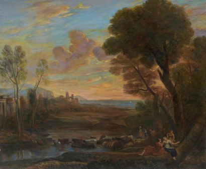 null D'après Claude Gellée, dit Le Lorrain (1600-1682)
Paysage avec Pâris et Œnone...