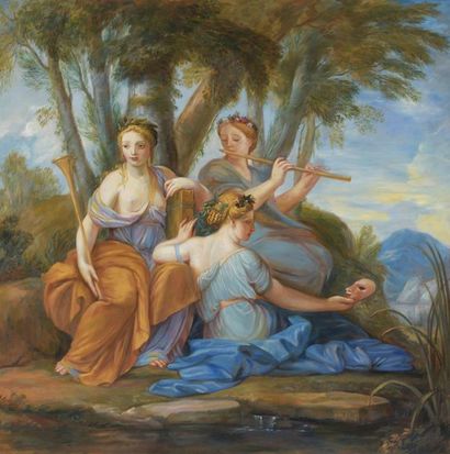 null D'après Eustache LE SUEUR (1617-1655)
Clio, Euterpe et Thalie
Huile sur toile.
100...